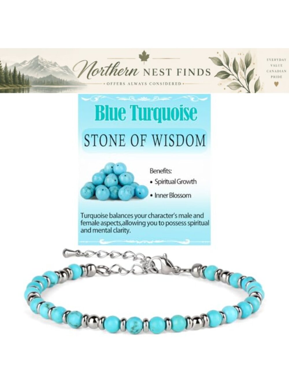 Beaded Bracelet Women 4mm Turquoise Gemstone Adjustable Charm Gift